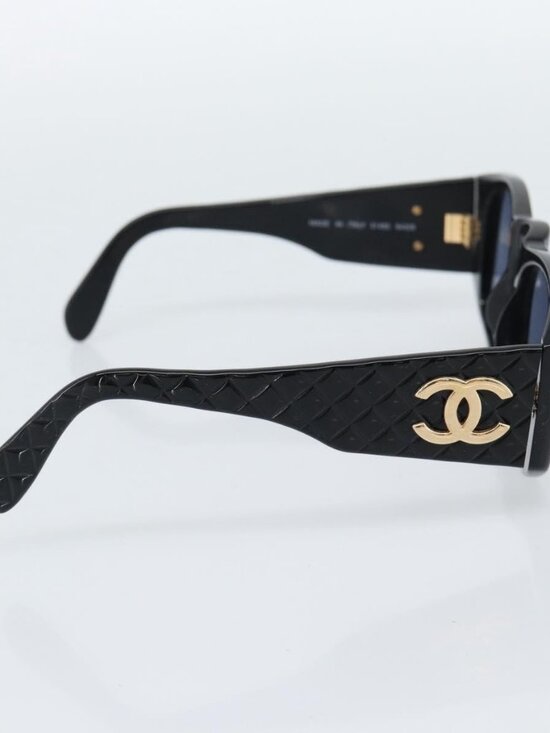 CHANEL Sunglasses Plastic Black Gold CC Auth bs35953 main image 10